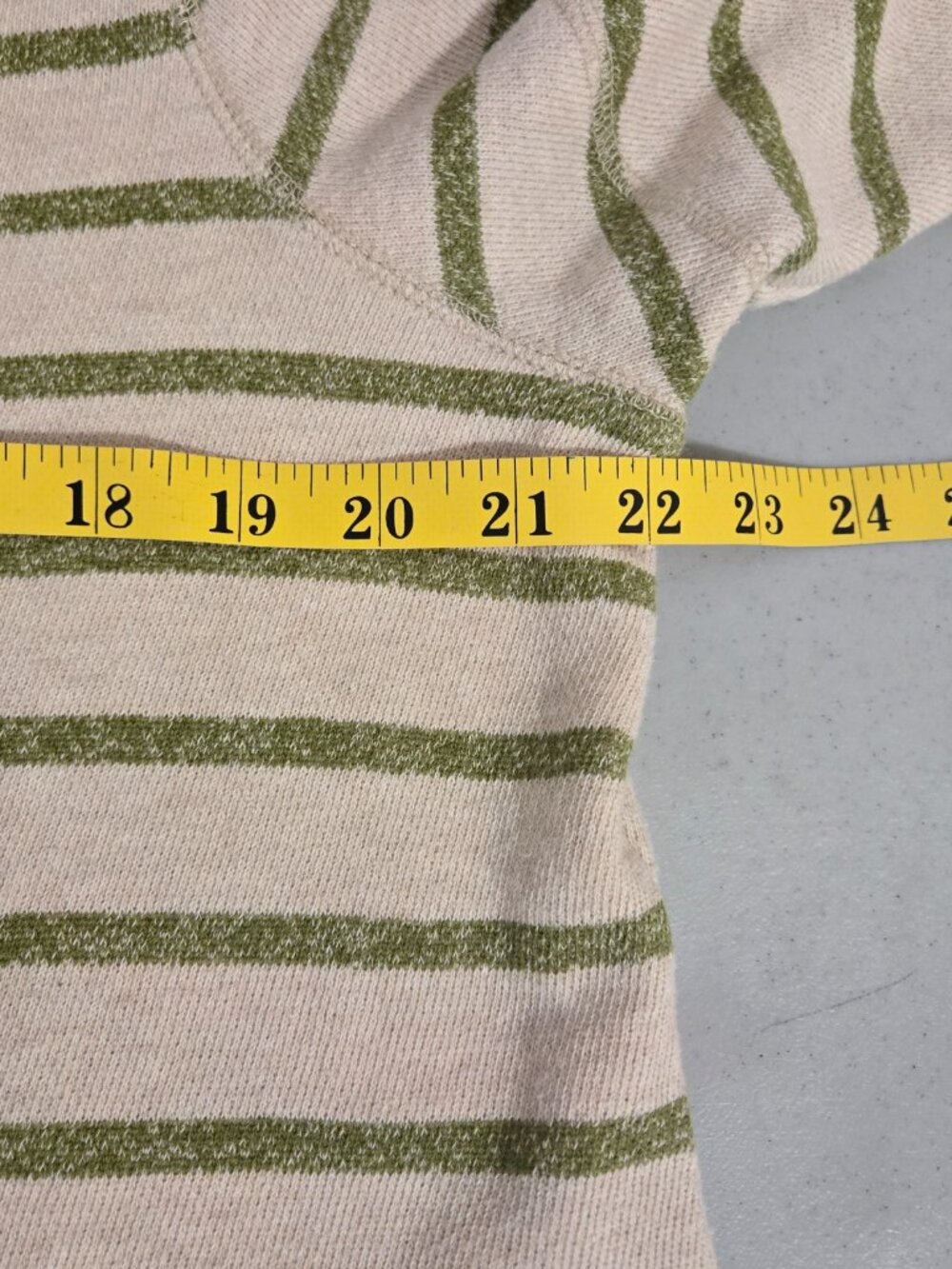 Coldwater Creek XL Tan & Olive Green Stripped French Terry Top 100% cotton - Picture 6 of 7